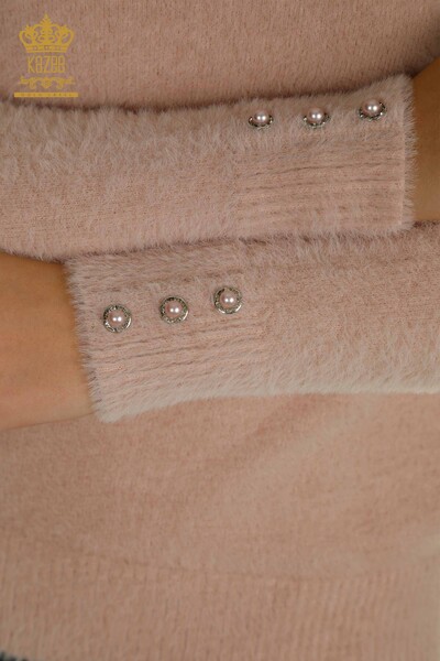 Vente en gros de tricots pour femmes pull Angora bouton détaillé rose - 30667 | KAZEE - 5