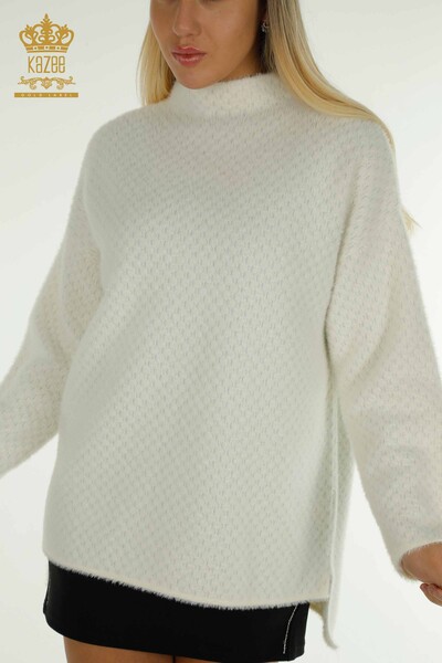 Grossiste Maille Pull Angora Détaillé Ecru - 30446 | KAZEE - 2