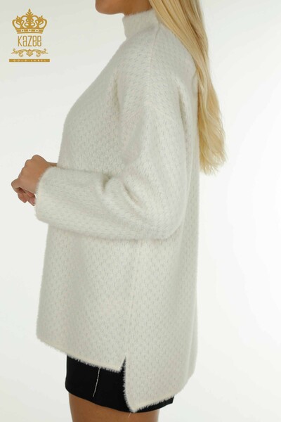 Grossiste Maille Pull Angora Détaillé Ecru - 30446 | KAZEE - 5