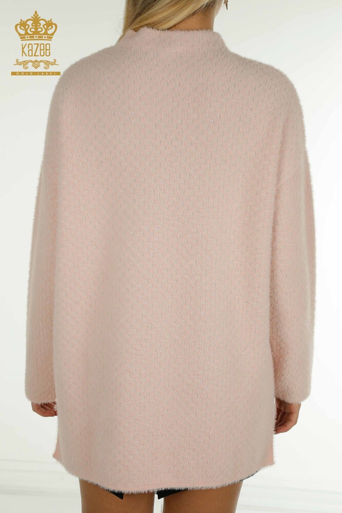 Pull En Tricot Pour Femmes En Gros Angora Détaillé Rose - 30446 | KAZEE - 8