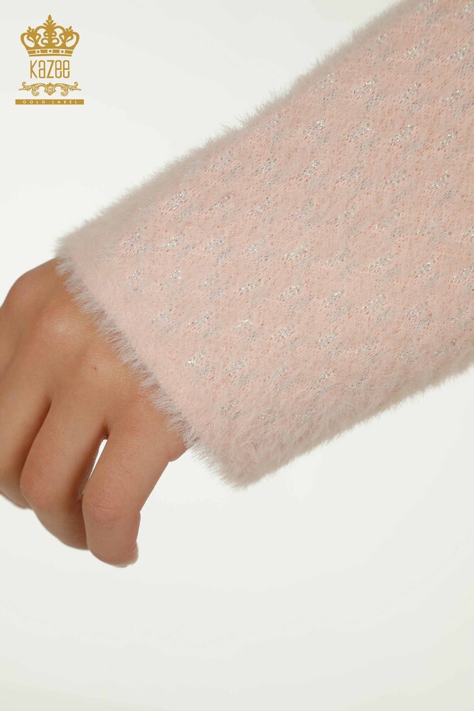 Pull En Tricot Pour Femmes En Gros Angora Détaillé Rose - 30446 | KAZEE - 6