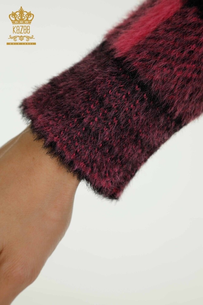 Grossiste Tricots Pull Angora À Motifs Fuchsia - 30320 | KAZEE - 6