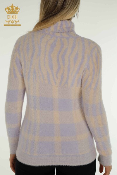 Pull en tricot pour femmes en gros Angora à motifs lilas - 30320 | KAZEE - 6