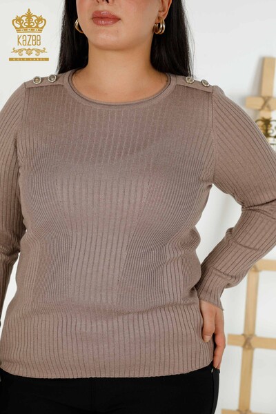 Bouton de pull en tricot pour femmes en gros vison détaillé - 30045 | KAZEE - 2