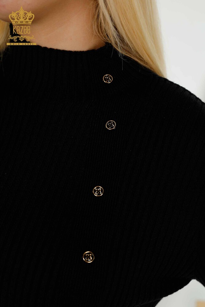 Bouton de pull en tricot pour femmes en gros détaillé noir - 30394 | KAZEE - 3