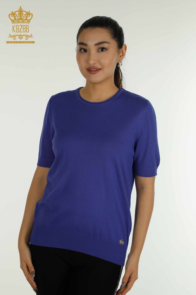 Pull Tricot Femme Grossiste Modèle Américain Violet - 15943 | KAZEE - 1