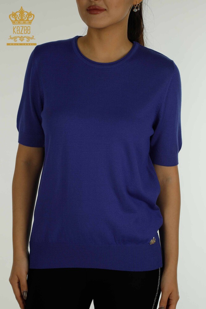 Pull Tricot Femme Grossiste Modèle Américain Violet - 15943 | KAZEE - 2