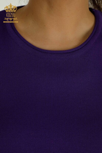 Pull en tricot pour femmes en gros modèle américain violet - 15943 | KAZEE - 3