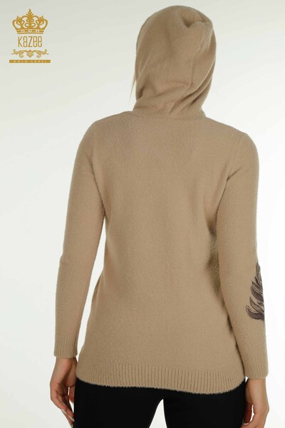 Grossiste Tricots Femme Pull À Capuche Angora Beige - 40008 | KAZEE - 9