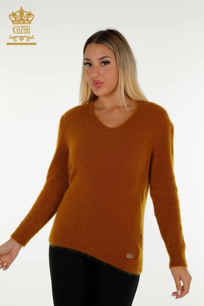 Grossiste Tricots Femme Pull Angora Basic Moutarde - 18921 | KAZEE - 1