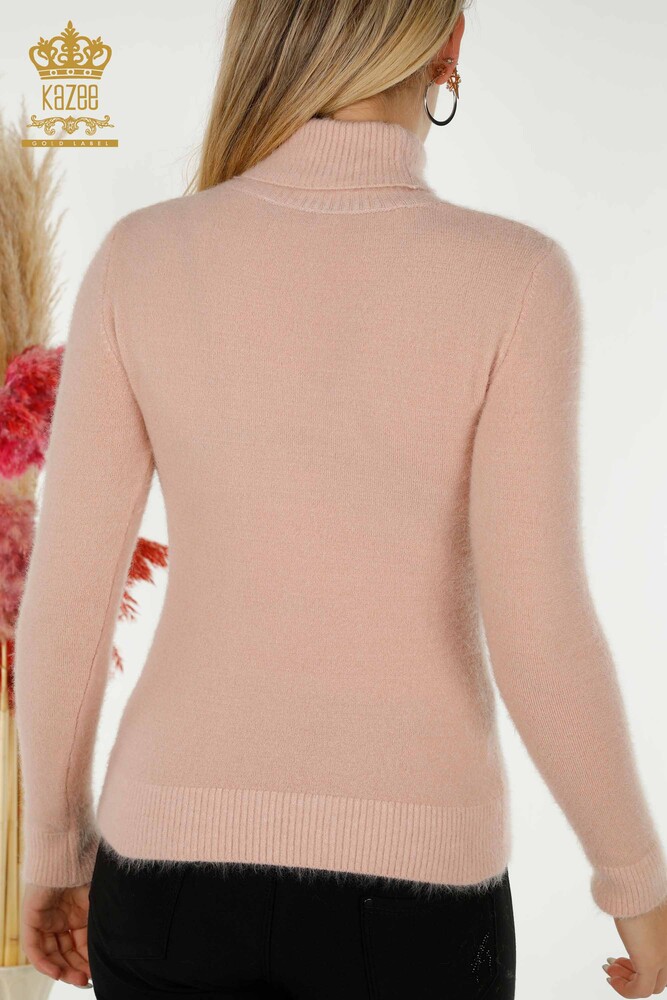 Vente en gros de tricots pour femmes pull Angora col roulé Logo poudre - 12046 | KAZEE - 7