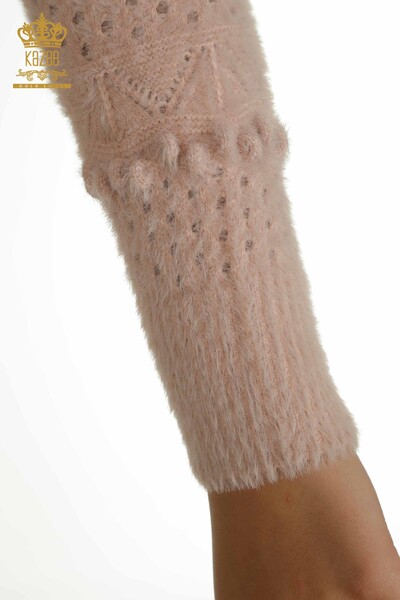 Vente en gros de tricots pour femmes pull Angora col en V poudre - 30697 | KAZEE - 6