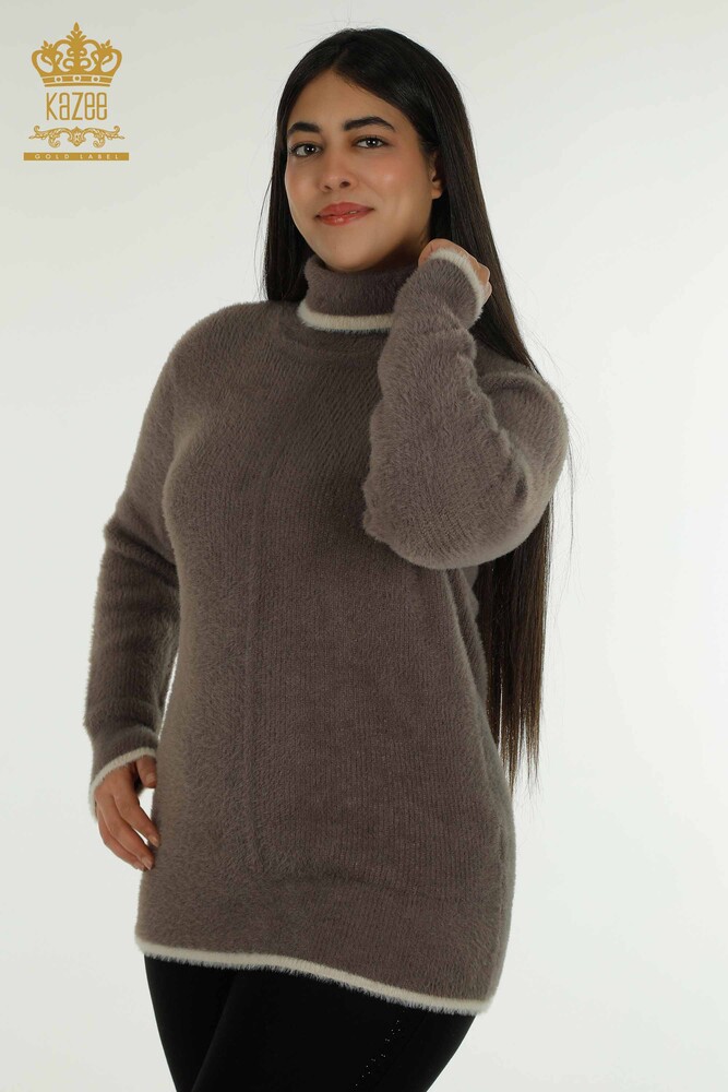 Pull en tricot pour femmes en gros Angora Vison Foncé - 30646 | KAZEE - 1