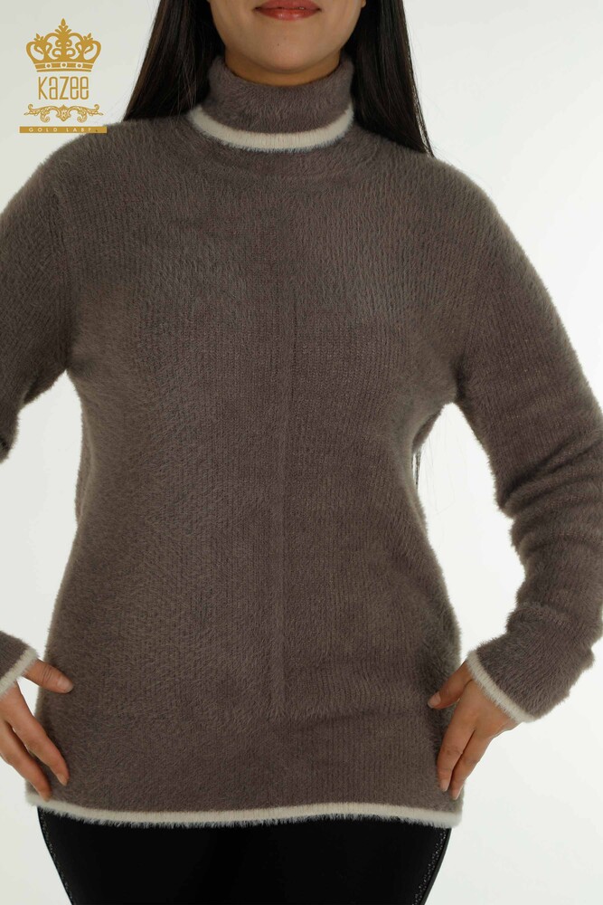 Pull en tricot pour femmes en gros Angora Vison Foncé - 30646 | KAZEE - 2