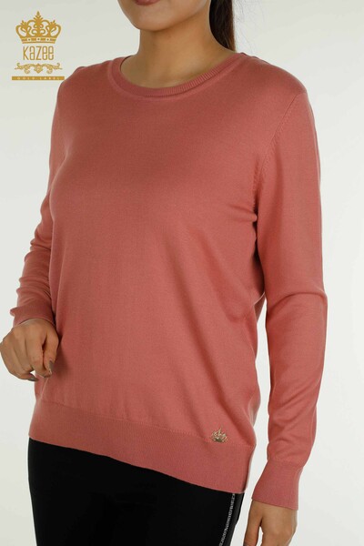 Pull en tricot basique pour femmes en gros avec logo Dusty Rose - 11052 | KAZEE - 2