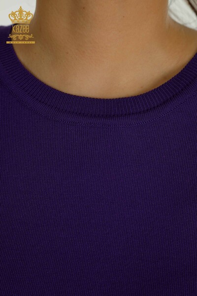 Pull en tricot basique pour femme avec logo violet - 11052 | KAZEE - 3