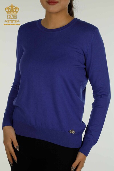 Pull en tricot pour femmes en gros Basic Violet avec logo - 11052 | KAZEE - 2