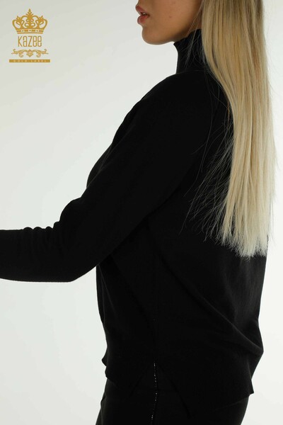 Pull en tricot pour femmes en gros Basic Noir - 30757 | KAZEE - 4