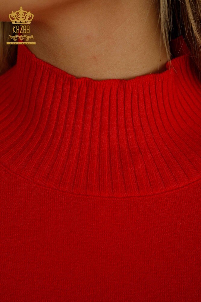 Pull en tricot pour femmes en gros rouge basique - 30757 | KAZEE - 3