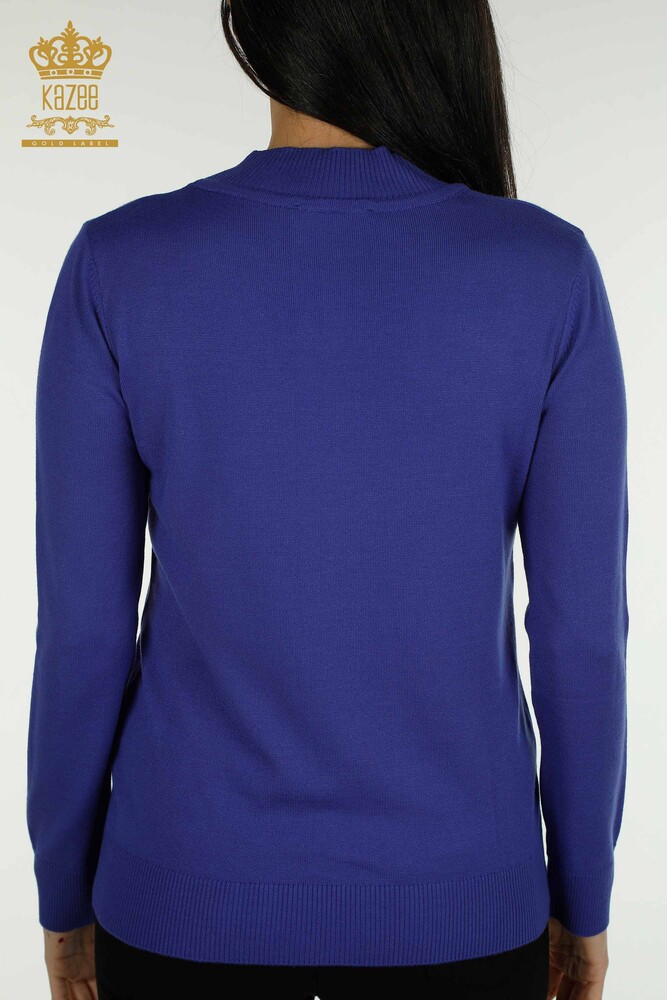 Vente en gros de tricots pour femmes pull col haut basique violet - 30613 | KAZEE - 6