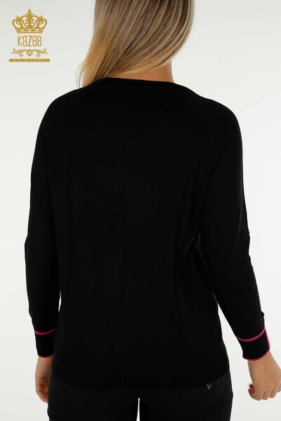 Pull en tricot pour femmes en gros avec poche colorée Fuchsia - 30108 | KAZEE - 8