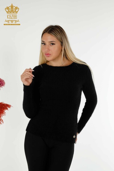 Pull en tricot pour femmes en gros avec logo Angora Noir - 18432 | KAZEE 