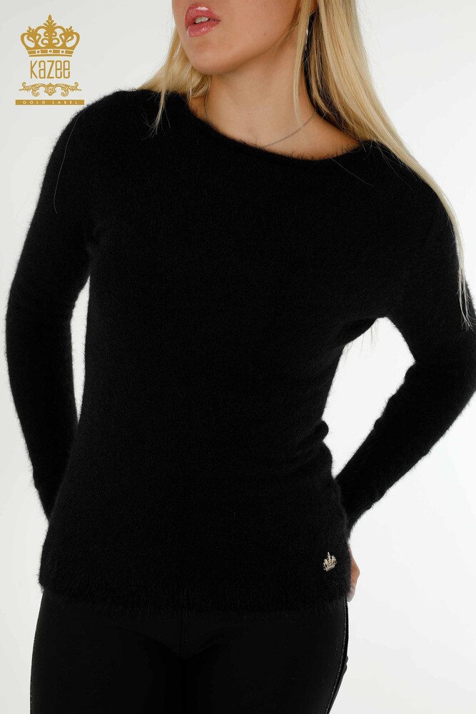 Pull en tricot pour femmes en gros avec logo Angora Noir - 18432 | KAZEE - 2