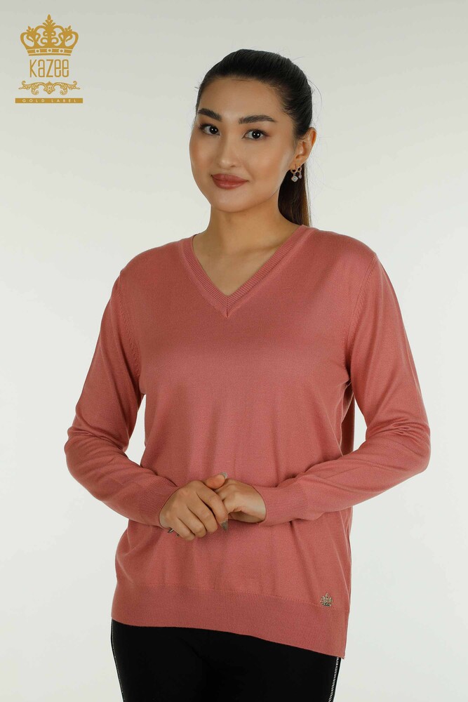 Pull en tricot à manches longues pour femmes en gros Dusty Rose - 11071 | KAZEE - 1