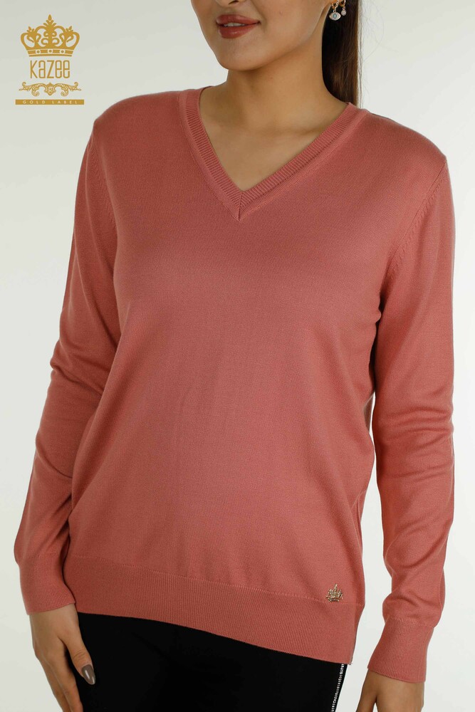 Pull en tricot à manches longues pour femmes en gros Dusty Rose - 11071 | KAZEE - 2