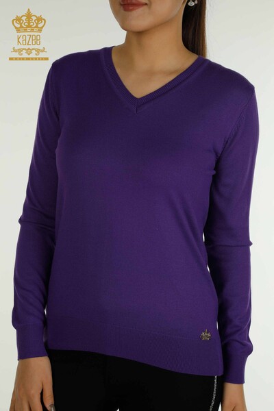 Pull en tricot à manches longues pour femmes en gros violet - 11071 | KAZEE - 2