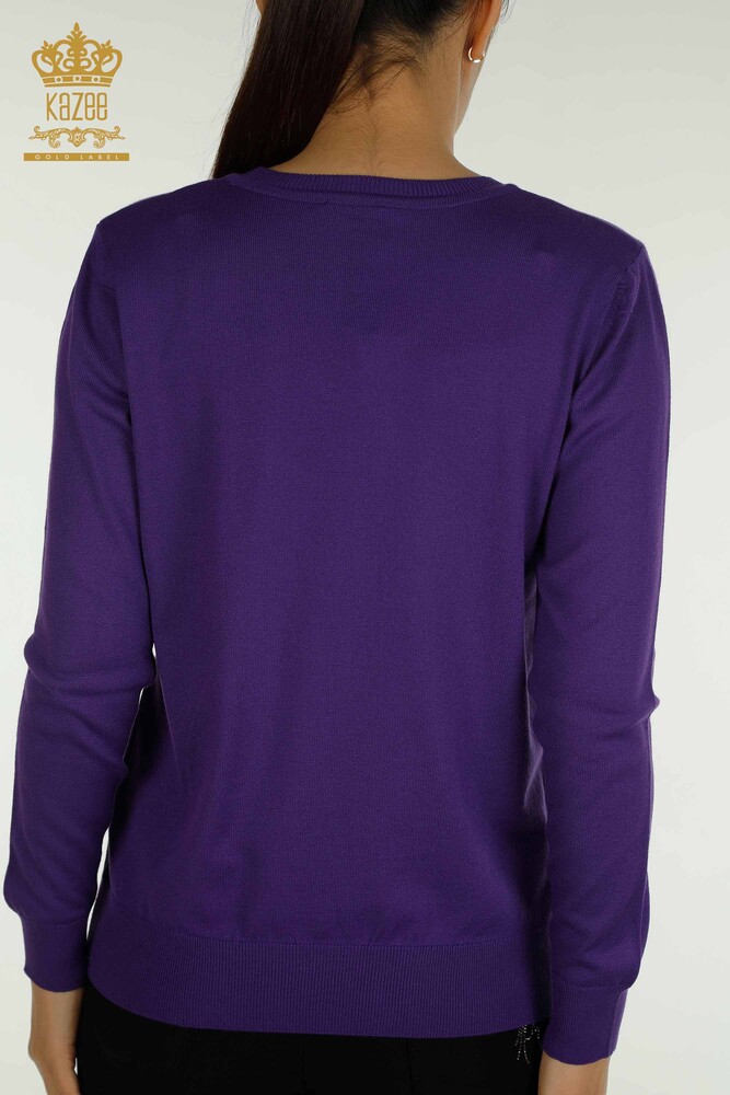 Pull en tricot à manches longues pour femmes en gros violet - 11071 | KAZEE - 6