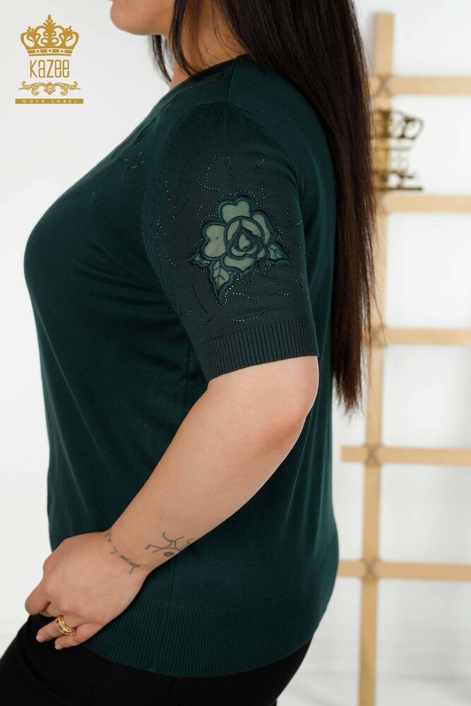 Pull en tricot pour femmes en gros à motifs roses Nefti - 16845 | KAZEE - 5