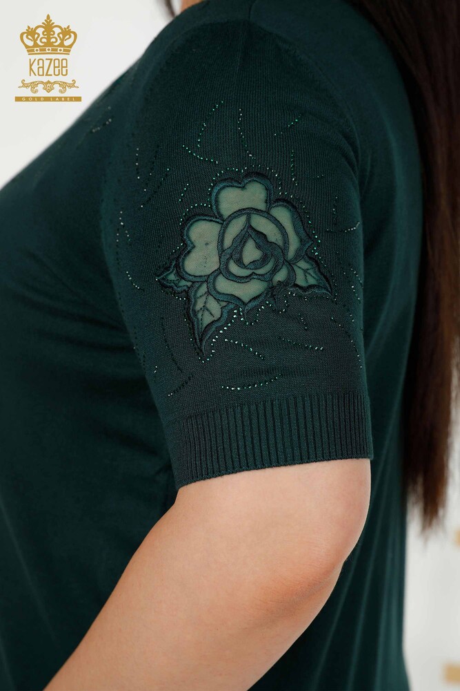 Pull en tricot pour femmes en gros à motifs roses Nefti - 16845 | KAZEE - 6