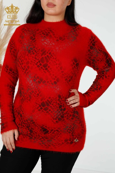 Grossiste Pull Femme Tricot Angora Rouge - 18982 | KAZEE - 2