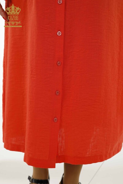 Grossiste Robe Femme - Bouton Détaillé - Orange - 20383 | KAZEE - 7