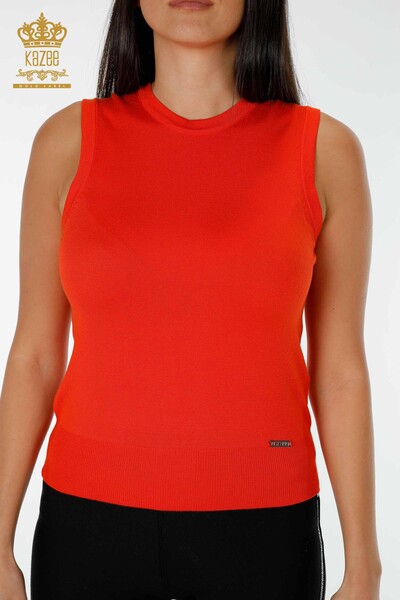 Grossiste Tricot Femme Sans Manches Orange - 16922 | KAZEE - 2