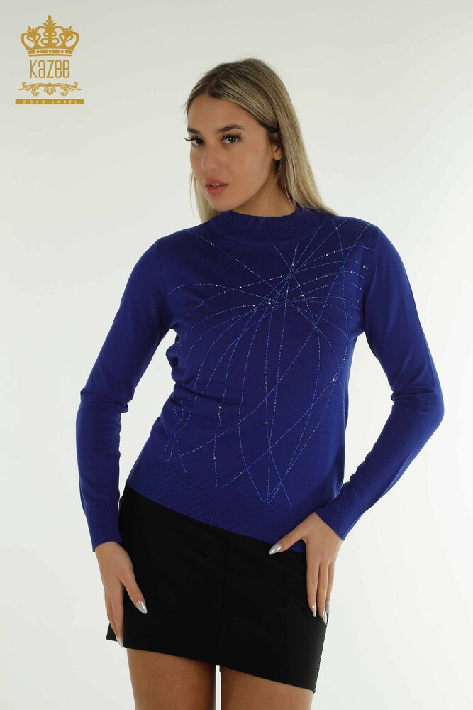 Pull en tricot pour femmes en gros à col haut Saks - 30454 | KAZEE - 1