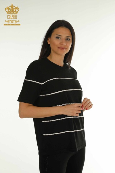 KAZEE - Pull en tricot pour femmes en gros modèle américain noir - 30355 | KAZEE