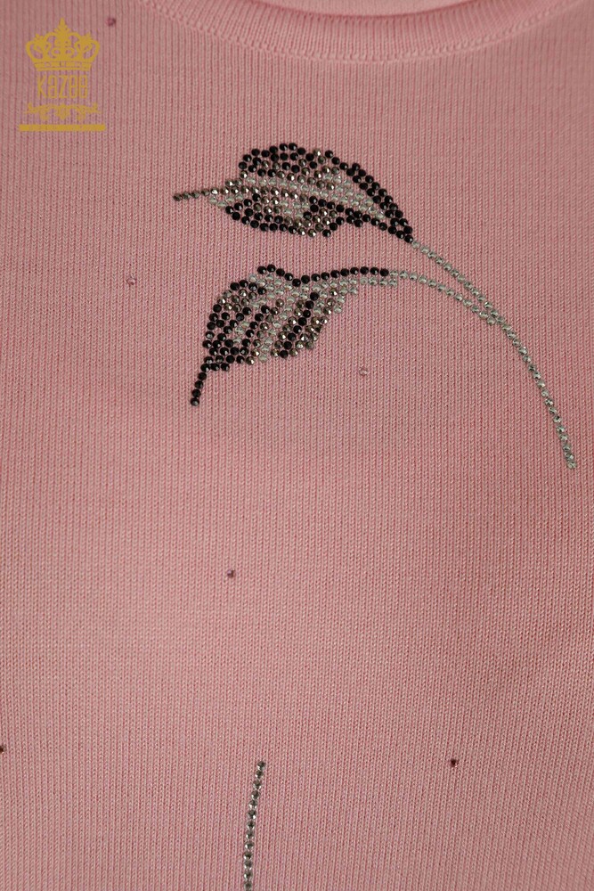 Pull Tricot Femme Grossiste Modèle Américain Rose - 30649 | KAZEE - 3