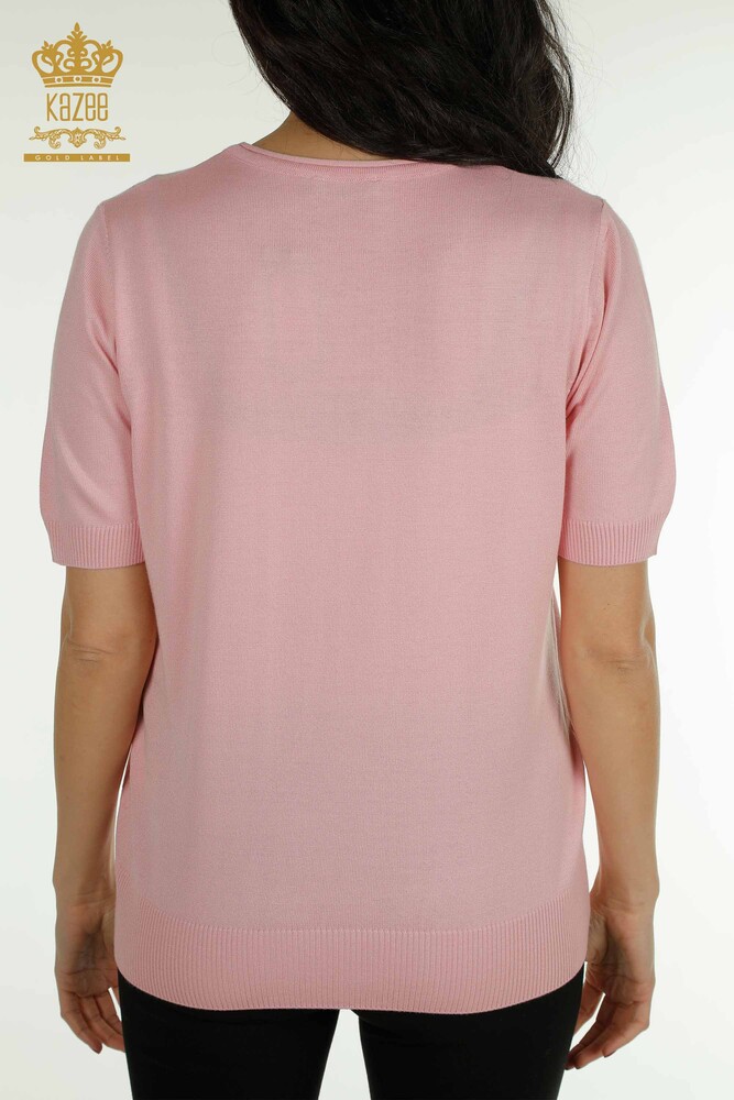 Pull Tricot Femme Grossiste Modèle Américain Rose - 30649 | KAZEE - 5