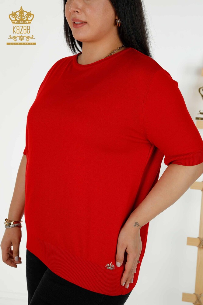 Pull en tricot pour femmes en gros modèle américain rouge - 30443 | KAZEE - 2