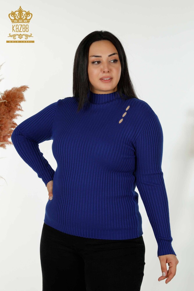 Pull en tricot pour femmes en gros avec détails de trous Saks - 30395 | KAZEE - 1