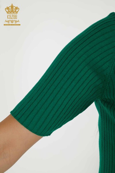 Grossiste Pull en Tricot pour Femme - Bouton Détaillé - Vert - 30043 | KAZEE - 4