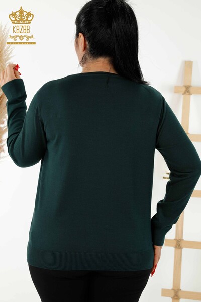 Grossiste Pull Femme - Cristal Pierre Brodée - Vert Foncé - 16964 | KAZEE - 7