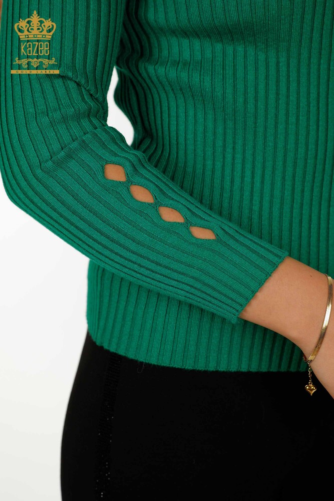 Grossiste Pull en Tricot pour Femmes - Trou Détaillé - Vert - 30395 | KAZEE - 6