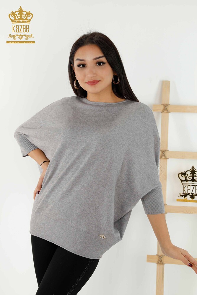 Grossiste Pull Femme - Basique - Gris - 30241 | KAZEE - 1