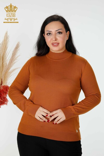 Grossiste Pull en Tricot Femme Col Montant Basic Tan - 16663 | KAZEE - Thumbnail