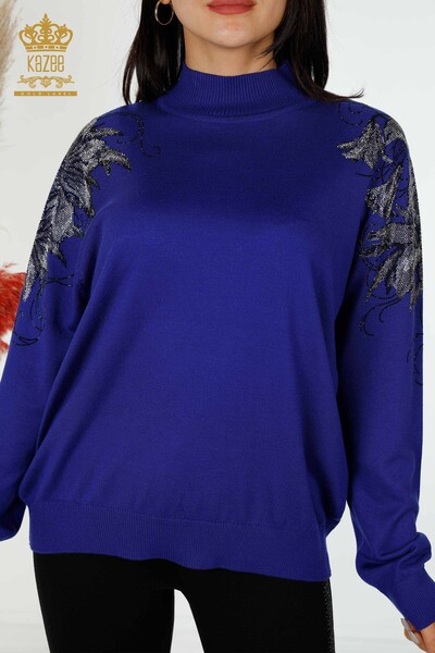 Vente en gros de pull en tricot pour femmes épaule florale détaillée Saks - 16597 | KAZEE - 3