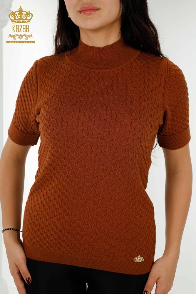 Grossiste Tricot Femme - Modèle Américain Basique Tan - 30119 | KAZEE - 2