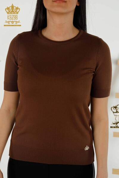 Grossiste Pull Tricot Femme Modèle Américain Marron - 15943 | KAZEE - 2